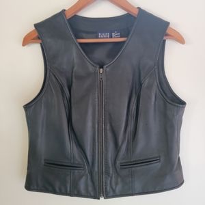 Hillard & Hanson | Black Lamb skin Leather Vest Medium
